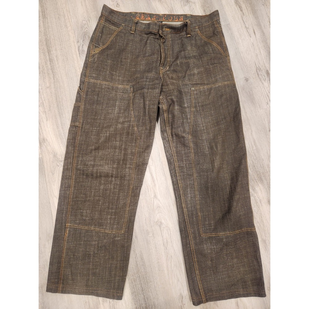 Sean John Brown Tan Carpenter Jeans 38x30 Y2K‎ Baggy Wide Leg Hip Hop Streetwear